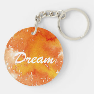 Abstract hand painted watercolor background. 2 key ring