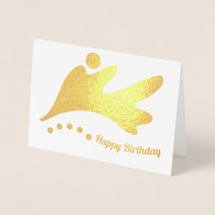 Abstract Happy Birthday Bubbly Leave Foil Card