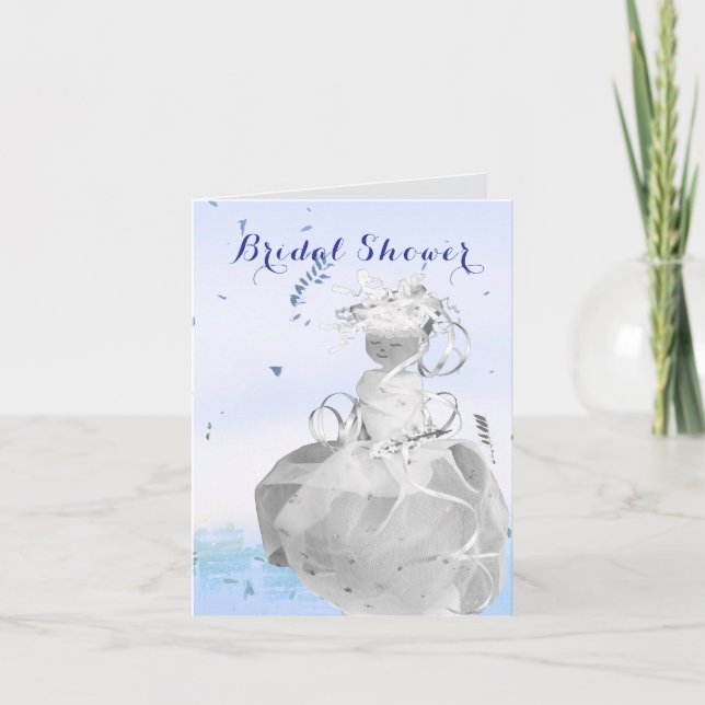 Abstract happy bride ribbons bridal shower wedding thank you card (Front)