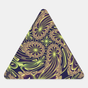 Abstract Happy Dance Neon Gold Fractal Art Triangle Sticker