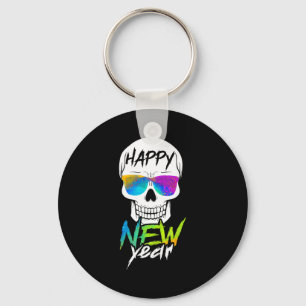 Abstract Happy New Skull Year  Key Ring