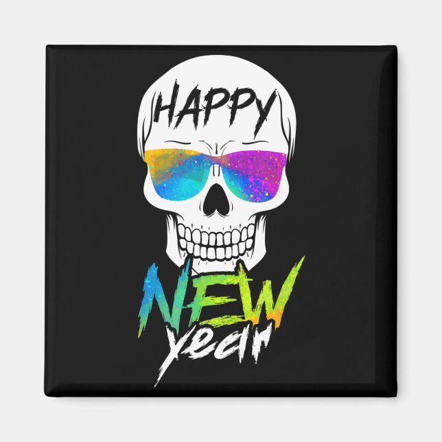 Abstract Happy New Skull Year  Magnet (Front)