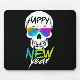 Abstract Happy New Skull Year Mouse Pad