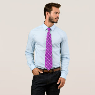 Abstract Happy Purple Flower Silk Foulard Tie