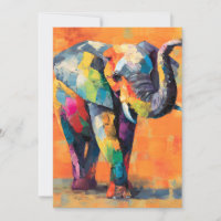 Abstract Happy Rainbow Elephant