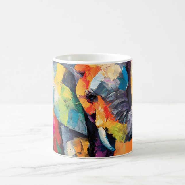 Abstract Happy Rainbow Elephant Coffee Mug (Center)