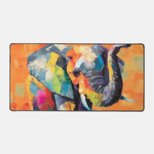 Abstract Happy Rainbow Elephant Desk Mat