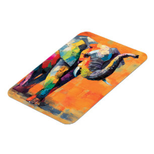Abstract Happy Rainbow Elephant Magnet