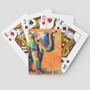 Abstract Happy Rainbow Elephant Playing Cards