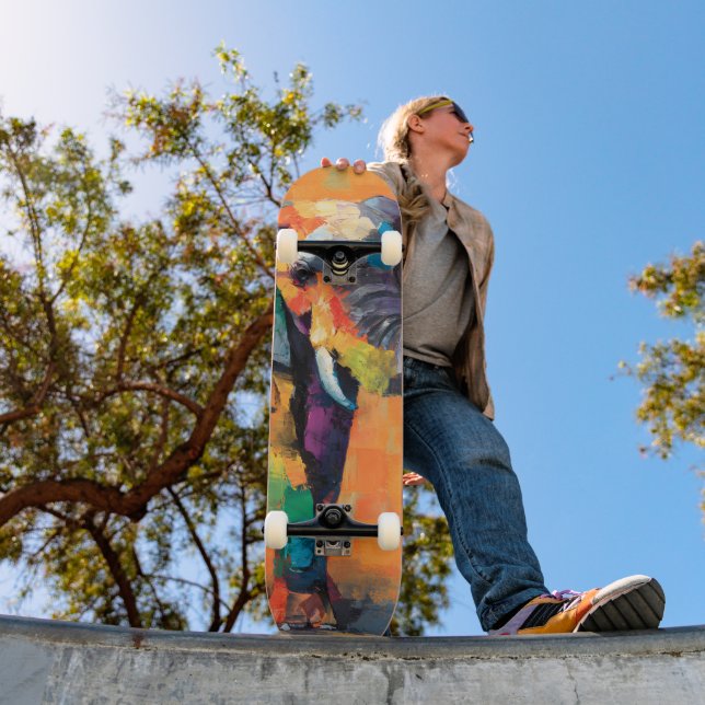 Abstract Happy Rainbow Elephant Skateboard (Outdoor 1)