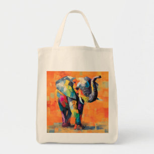 Abstract Happy Rainbow Elephant Tote Bag