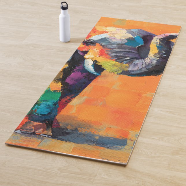 Abstract Happy Rainbow Elephant Yoga Mat (In Situ)
