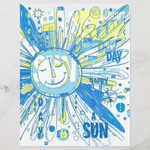 Abstract Happy Whimsical Sun Words Scrapbook Paper