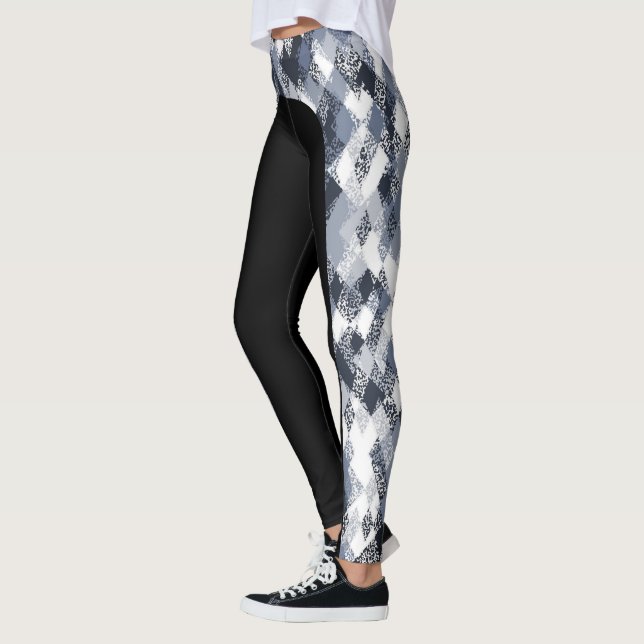 Abstract Harlequin Pattern Side Stripe Leggings (Left)