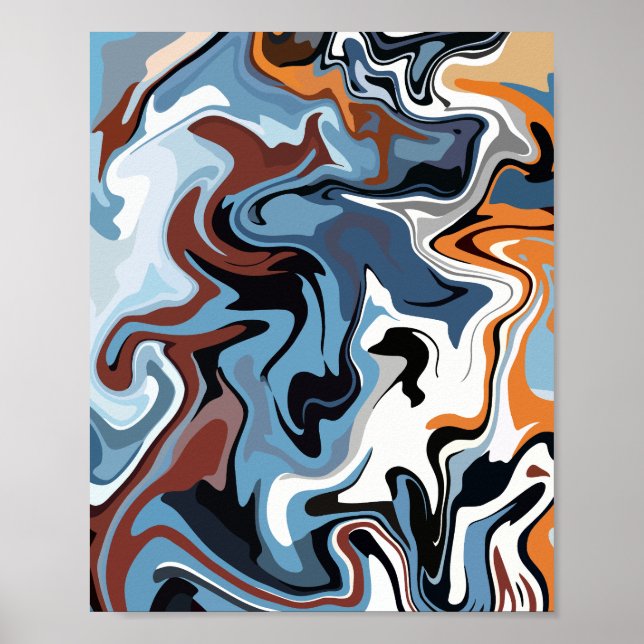 Abstract Harmony of Blue and Earthy Tones  Poster (Front)