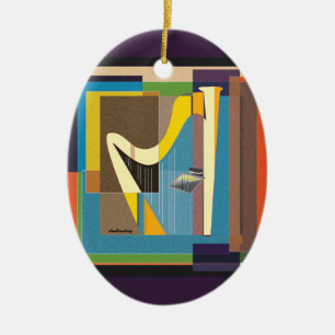 Abstract Harp Ceramic Ornament