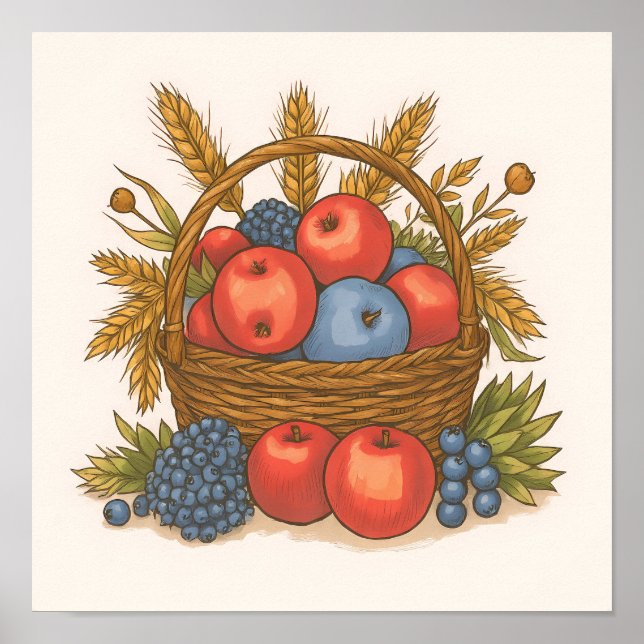 Abstract Harvest Colors: Seamless Oranges & Greens Poster (Front)