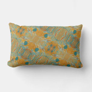 Abstract Harvest orange and teal motif Lumbar Cushion