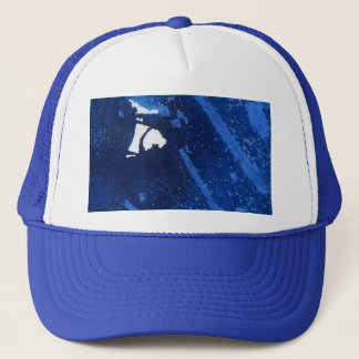 Abstract Hat Design in deep ocean blue