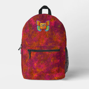 Abstract Hatch design Printed Backpack