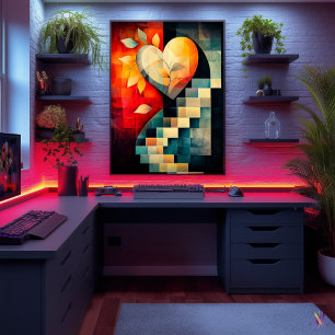 Abstract Heart Art - Geometric Love Design Poster