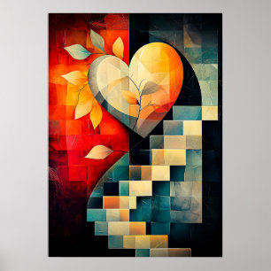 Abstract Heart Art - Geometric Love Design Poster