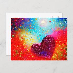 Abstract heart art postcard