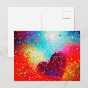 Abstract heart art postcard
