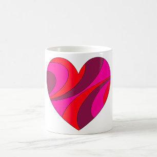 Abstract Heart Bold Red and Pink Swirl Pattern  Coffee Mug