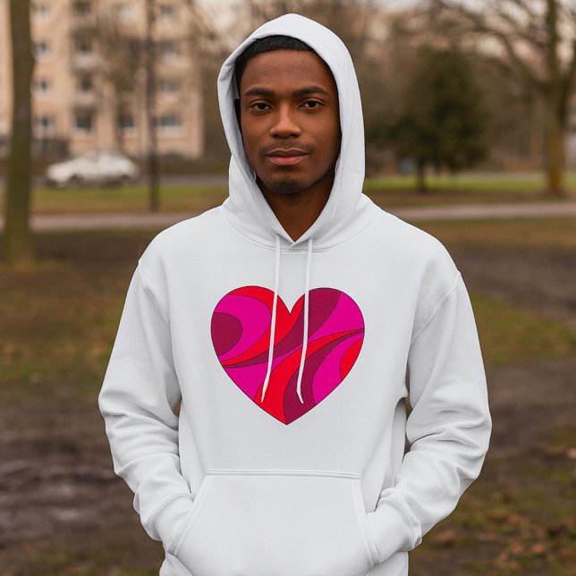 Abstract Heart Bold Red and Pink Swirl Pattern  Hoodie (Creator Uploaded)