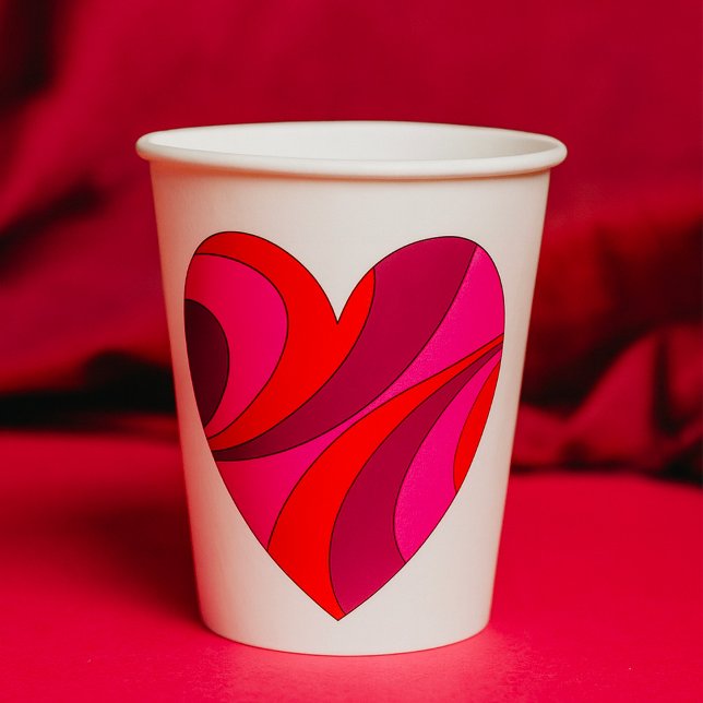 Abstract Heart Bold Red and Pink Swirl Pattern  Paper Cups (Creator Uploaded)