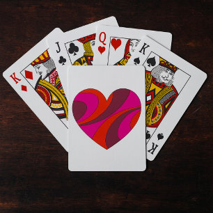 Abstract Heart Bold Red and Pink Swirl Pattern Playing Cards