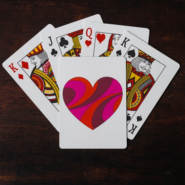 Abstract Heart Bold Red and Pink Swirl Pattern  Playing Cards (Creator Uploaded)