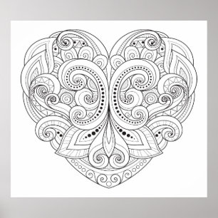 Abstract Heart Doodle 2 Poster