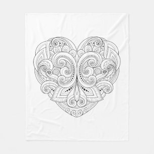 Abstract Heart Doodle Fleece Blanket
