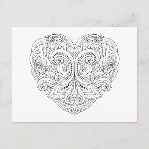 Abstract Heart Doodle Postcard