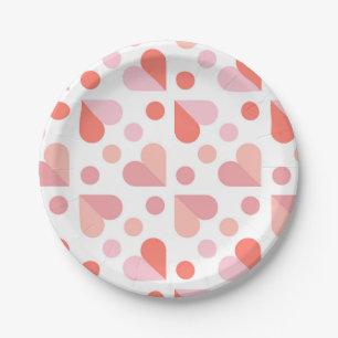 Abstract Heart Geometric Pattern Paper Plate