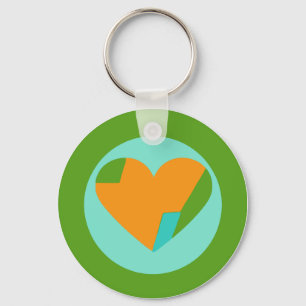 Abstract Heart Green Teal Orange Circle Key Ring