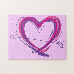 Abstract heart in purple and pink jigsaw puzzle