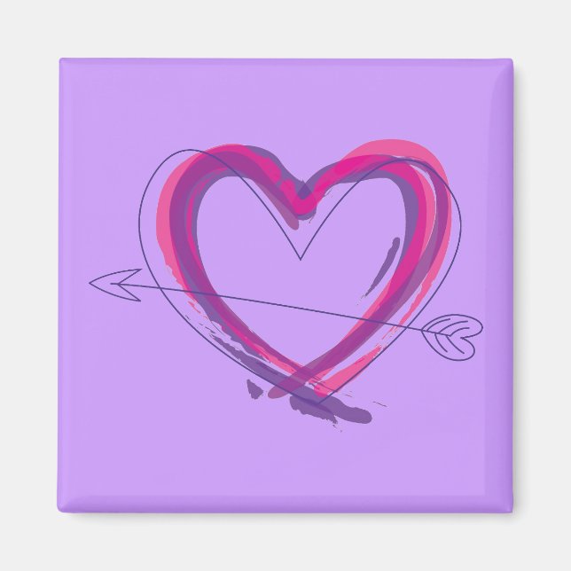 Abstract heart in purple and pink magnet (Front)