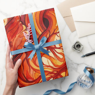 Abstract Heart Red Watercolor Wrapping Paper