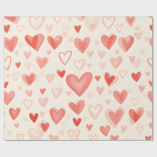 abstract hearts and artistic brush shapes wrapping paper