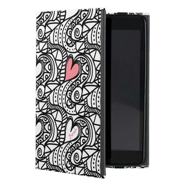 Abstract Hearts Doodle Art Custom iPad Mini Case (Front)