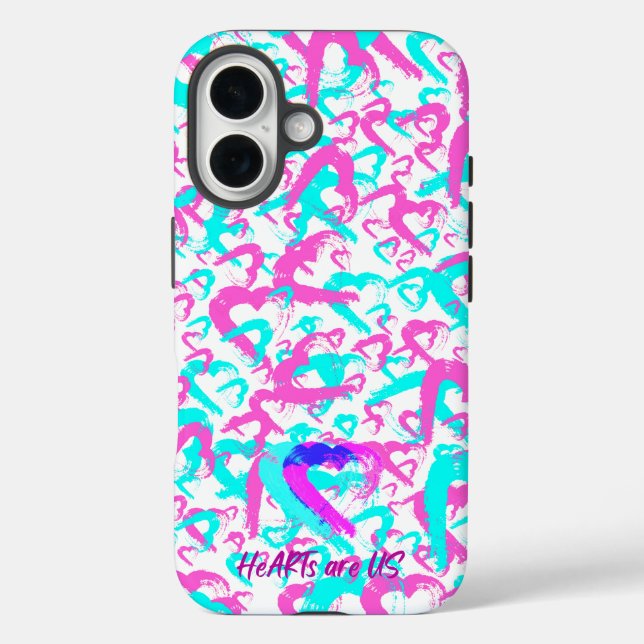 Abstract Hearts iPhone 16 Case (Back)