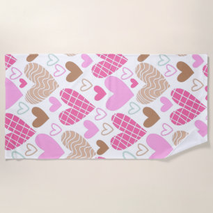 Abstract hearts pattern bath towel