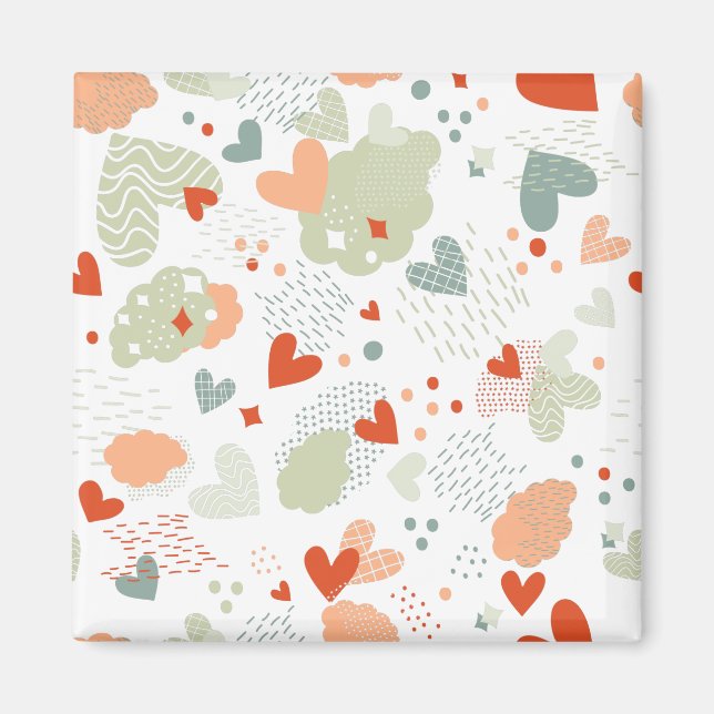 Abstract hearts pattern magnet (Front)