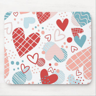 Abstract hearts pattern mouse pad