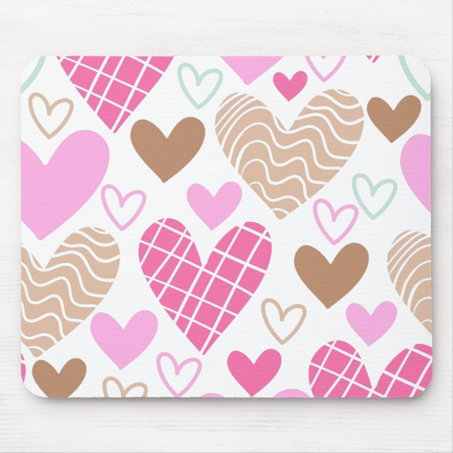 Abstract hearts pattern mouse pad (Front)