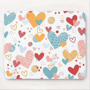 Abstract hearts pattern mouse pad