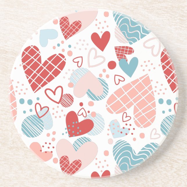 Abstract hearts pattern thermal tumbler pillar can coaster (Front)